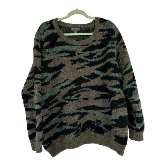 Barefoot Dreams Cozy Chic Camo Printed Chunky Sweater size 2XL - Picture 1 of 4